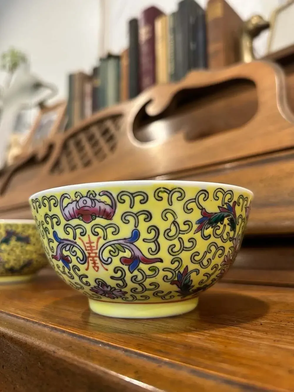 3 Chinese Famille Rose Yellow Porcelain Bowls